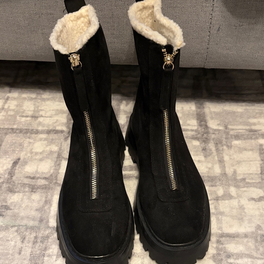 Black Shearling-Lined Women's Boots